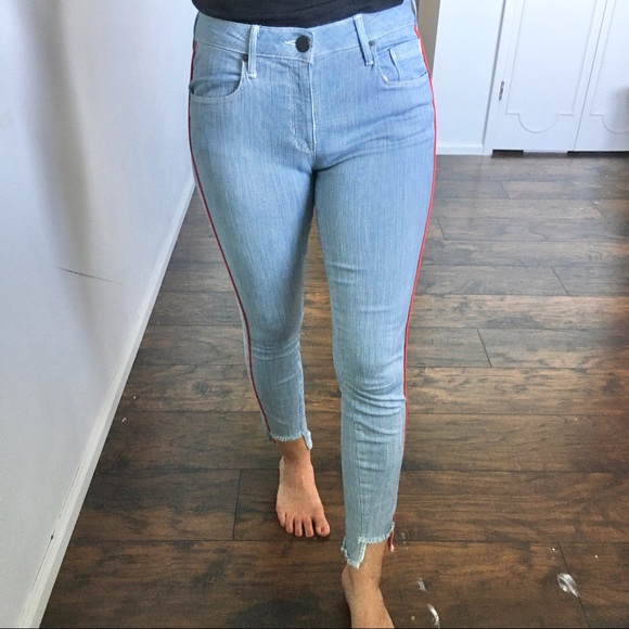 Parker Smith | Skinny Step-Hem Mid-Rise stripe Jeans - Picture 3 of 13